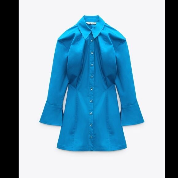 Zara blue cotton shirtdress - Picture 7 of 10